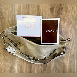 Coach Gold Metallic Pleated Belted Style Hobo Bag NWOT